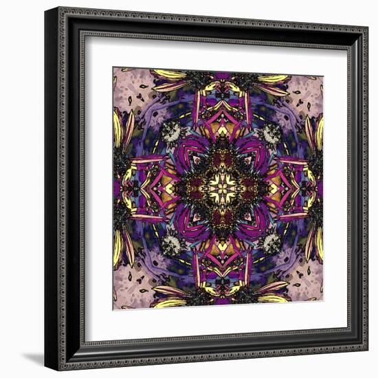 Art Nouveau Geometric Ornamental Vintage Pattern in Lilac, Violet and Blue Colors-Irina QQQ-Framed Art Print