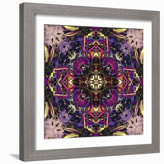 Art Nouveau Geometric Ornamental Vintage Pattern in Lilac, Violet and Blue Colors-Irina QQQ-Framed Art Print