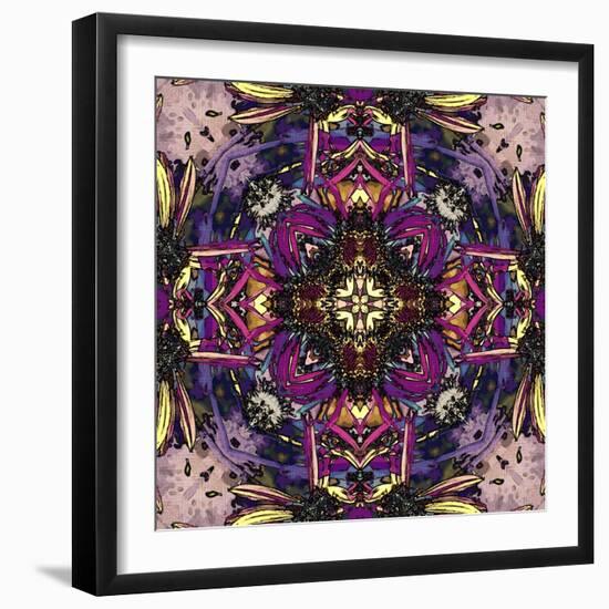 Art Nouveau Geometric Ornamental Vintage Pattern in Lilac, Violet and Blue Colors-Irina QQQ-Framed Art Print