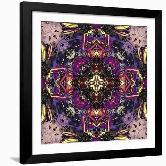 Art Nouveau Geometric Ornamental Vintage Pattern in Lilac, Violet and Blue Colors-Irina QQQ-Framed Art Print