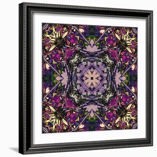 Art Nouveau Geometric Ornamental Vintage Pattern in Lilac, Violet and Blue Colors-Irina QQQ-Framed Art Print