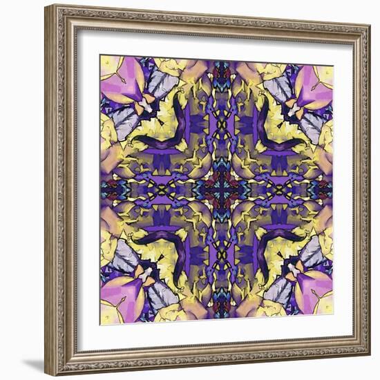 Art Nouveau Geometric Ornamental Vintage Pattern in Lilac, Violet, Black, White and Yellow Colors-Irina QQQ-Framed Art Print