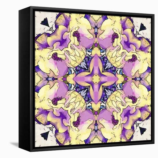 Art Nouveau Geometric Ornamental Vintage Pattern in Lilac, Violet, Black, White and Yellow Colors-Irina QQQ-Framed Stretched Canvas