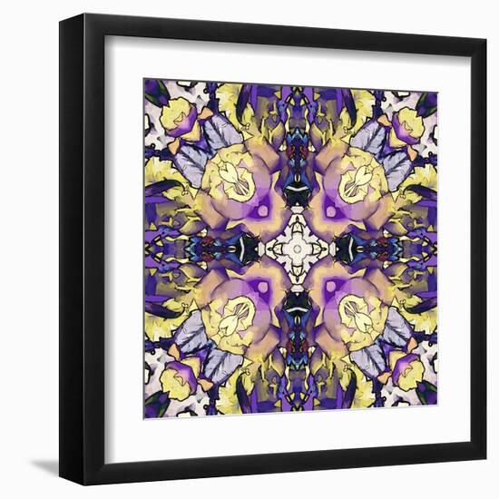 Art Nouveau Geometric Ornamental Vintage Pattern in Lilac, Violet, Black, White and Yellow Colors-Irina QQQ-Framed Art Print