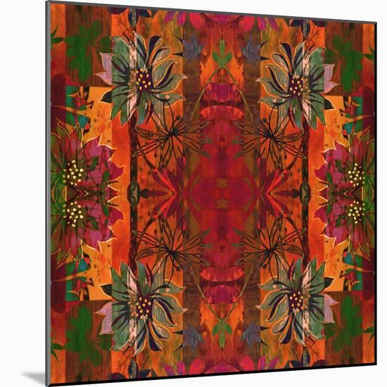 Art Nouveau Geometric Ornamental Vintage Pattern in Orange, Green and Red Colors-Irina QQQ-Mounted Art Print