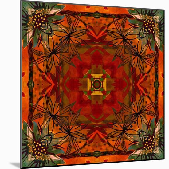 Art Nouveau Geometric Ornamental Vintage Pattern in Orange, Green and Red Colors-Irina QQQ-Mounted Art Print