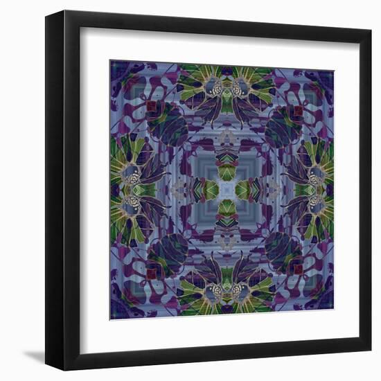 Art Nouveau Geometric Ornamental Vintage Pattern in Violet and Green Colors-Irina QQQ-Framed Art Print