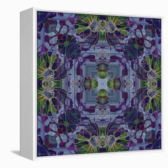 Art Nouveau Geometric Ornamental Vintage Pattern in Violet and Green Colors-Irina QQQ-Framed Stretched Canvas