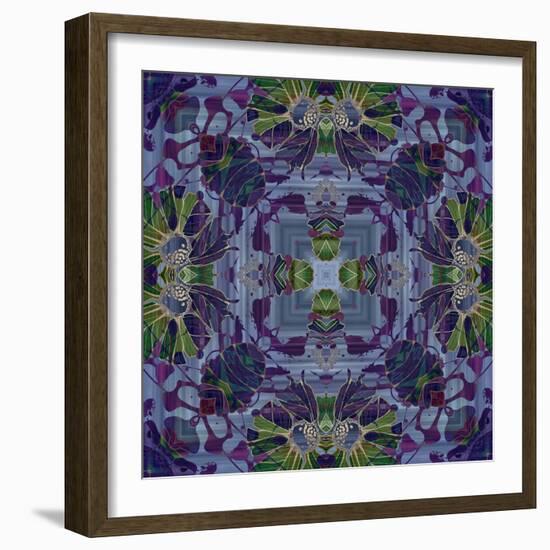 Art Nouveau Geometric Ornamental Vintage Pattern in Violet and Green Colors-Irina QQQ-Framed Art Print