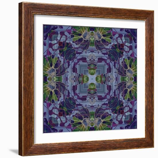 Art Nouveau Geometric Ornamental Vintage Pattern in Violet and Green Colors-Irina QQQ-Framed Art Print