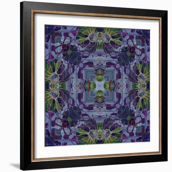 Art Nouveau Geometric Ornamental Vintage Pattern in Violet and Green Colors-Irina QQQ-Framed Art Print