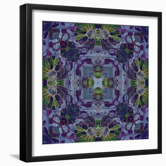 Art Nouveau Geometric Ornamental Vintage Pattern in Violet and Green Colors-Irina QQQ-Framed Art Print