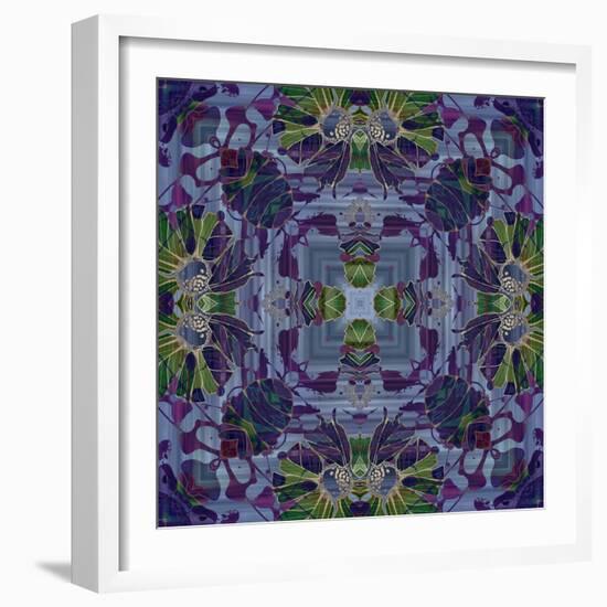 Art Nouveau Geometric Ornamental Vintage Pattern in Violet and Green Colors-Irina QQQ-Framed Art Print