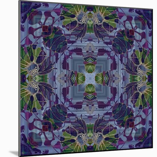 Art Nouveau Geometric Ornamental Vintage Pattern in Violet and Green Colors-Irina QQQ-Mounted Art Print