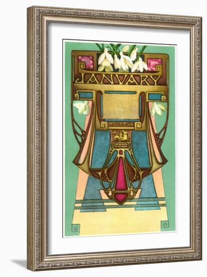 Art Nouveau January, Aquarius-null-Framed Art Print