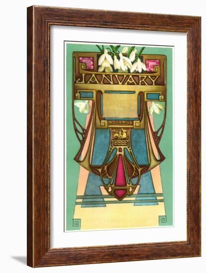 Art Nouveau January, Aquarius-null-Framed Art Print