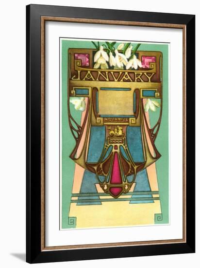 Art Nouveau January, Aquarius-null-Framed Art Print