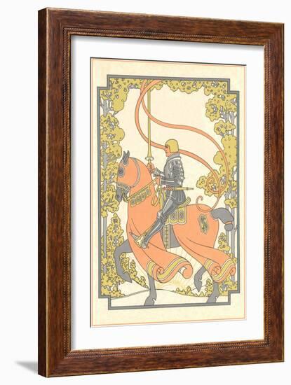 Art Nouveau Knight on Charger-null-Framed Giclee Print