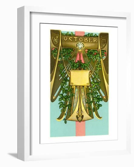 Art Nouveau October, Scorpio-null-Framed Art Print