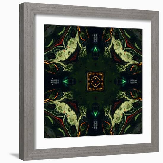 Art Nouveau Ornamental Vintage Pattern in Green and Red Colors-Irina QQQ-Framed Art Print