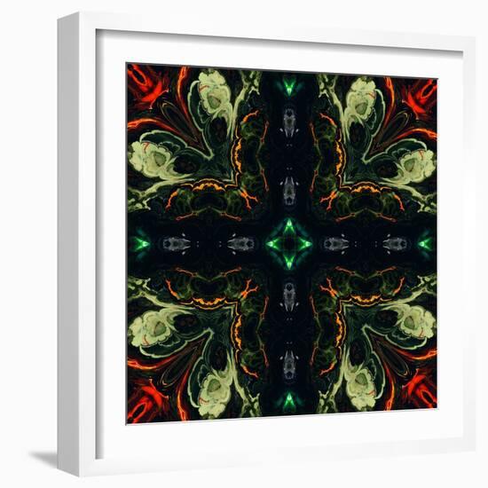 Art Nouveau Ornamental Vintage Pattern in Green and Red Colors-Irina QQQ-Framed Art Print