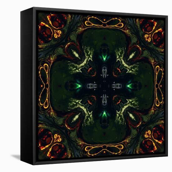 Art Nouveau Ornamental Vintage Pattern in Green and Red Colors-Irina QQQ-Framed Stretched Canvas