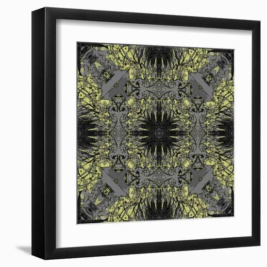 Art Nouveau Ornamental Vintage Pattern in Yellow and Grey Colors-Irina QQQ-Framed Art Print