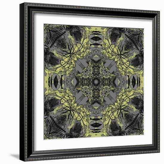 Art Nouveau Ornamental Vintage Pattern in Yellow and Grey Colors-Irina QQQ-Framed Art Print