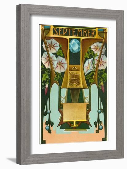 Art Nouveau September, Libra-null-Framed Art Print