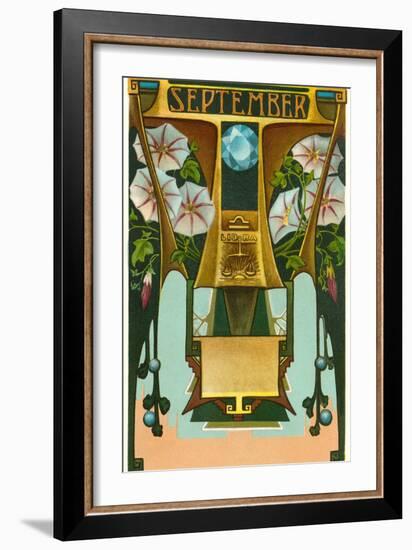 Art Nouveau September, Libra-null-Framed Art Print