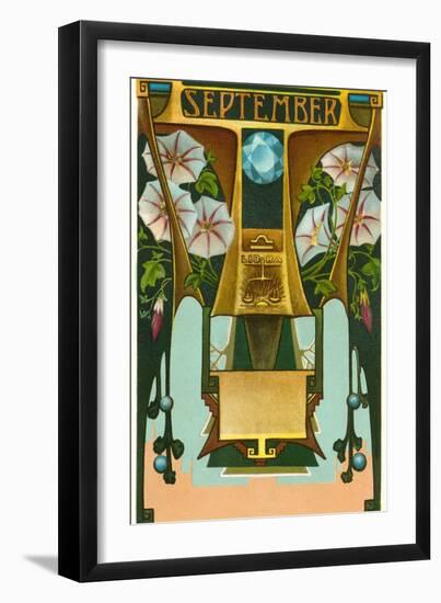 Art Nouveau September, Libra-null-Framed Art Print