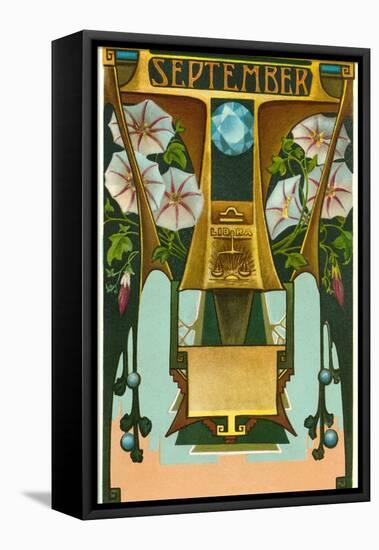 Art Nouveau September, Libra-null-Framed Stretched Canvas