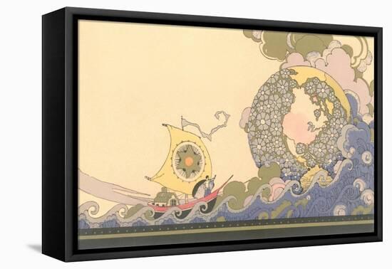 Art Nouveau Ship on Fanciful Sea-null-Framed Premier Image Canvas