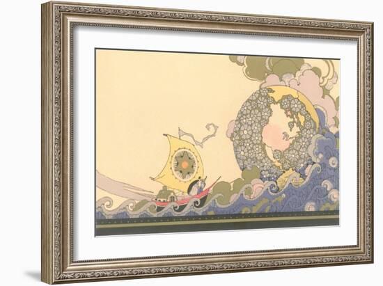 Art Nouveau Ship on Fanciful Sea-null-Framed Giclee Print