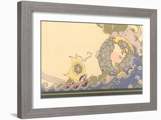 Art Nouveau Ship on Fanciful Sea-null-Framed Giclee Print