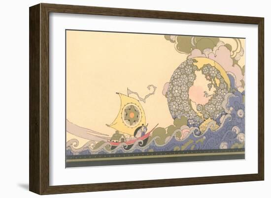 Art Nouveau Ship on Fanciful Sea-null-Framed Giclee Print