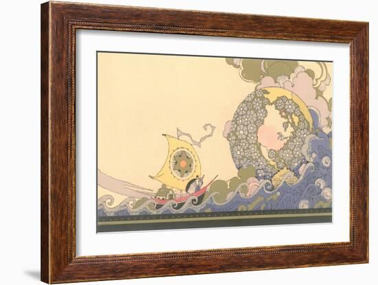 Art Nouveau Ship on Fanciful Sea-null-Framed Giclee Print