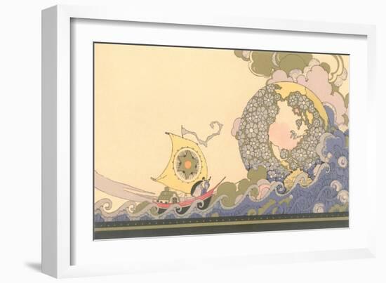 Art Nouveau Ship on Fanciful Sea-null-Framed Giclee Print