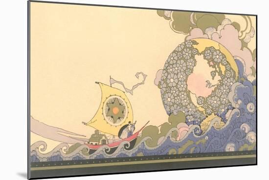 Art Nouveau Ship on Fanciful Sea-null-Mounted Giclee Print