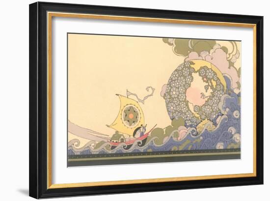 Art Nouveau Ship on Fanciful Sea-null-Framed Giclee Print