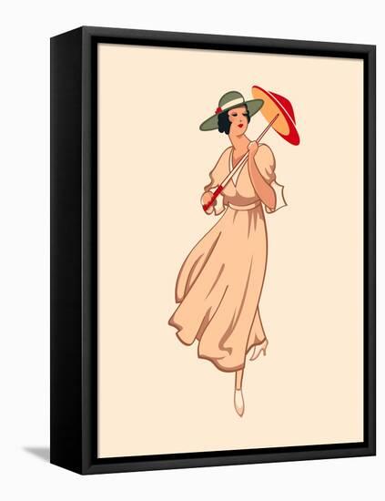 Art Nouveau Spring Fashion Girl with Umbrella-sahuad-Framed Stretched Canvas