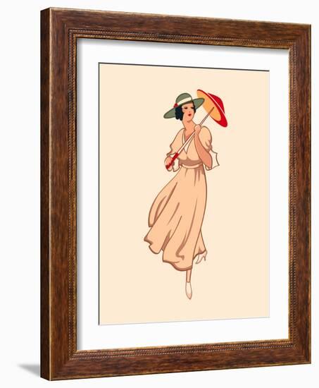 Art Nouveau Spring Fashion Girl with Umbrella-sahuad-Framed Art Print