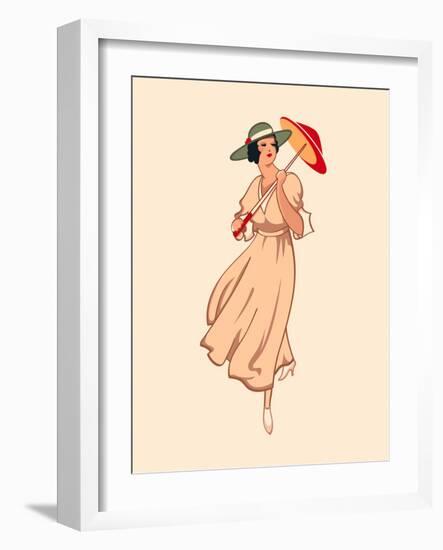 Art Nouveau Spring Fashion Girl with Umbrella-sahuad-Framed Art Print