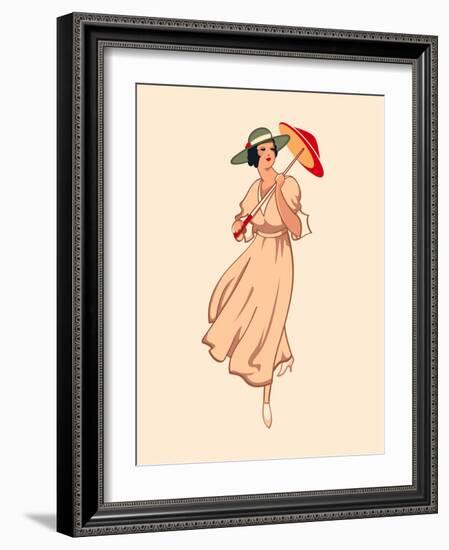 Art Nouveau Spring Fashion Girl with Umbrella-sahuad-Framed Art Print