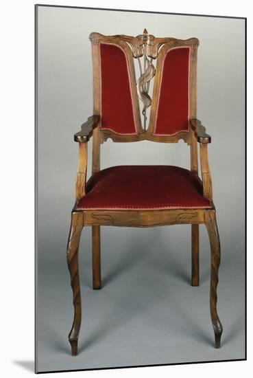 Art Nouveau Style Armchair, Carved Walnut, Italy-null-Mounted Giclee Print