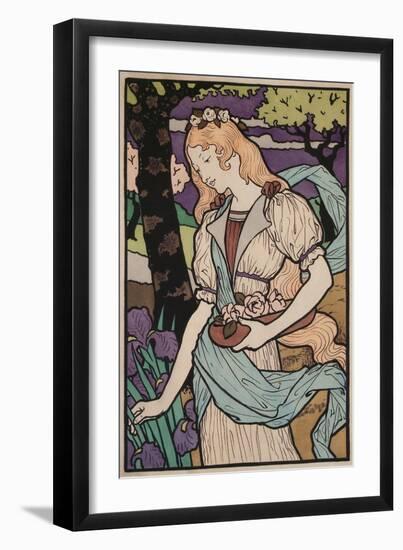Art Nouveau Woman with Irises-null-Framed Art Print