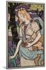 Art Nouveau Woman with Irises-null-Mounted Art Print