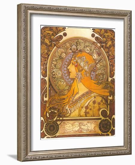 Art Nouveau Zodiac Woman-null-Framed Art Print