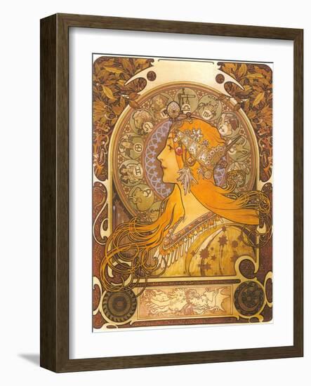 Art Nouveau Zodiac Woman-null-Framed Art Print