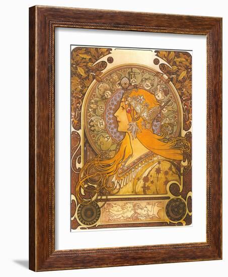 Art Nouveau Zodiac Woman-null-Framed Art Print